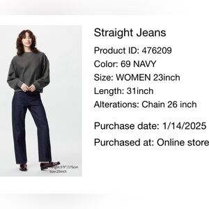 Uniqlo JW Anderson Straight Jeans 23 x 26 in